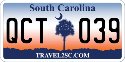 SC license plate QCT039