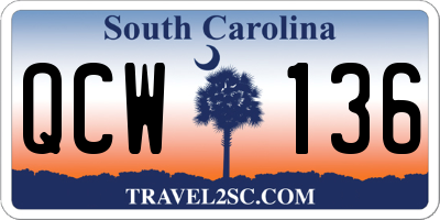 SC license plate QCW136