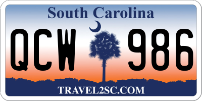 SC license plate QCW986