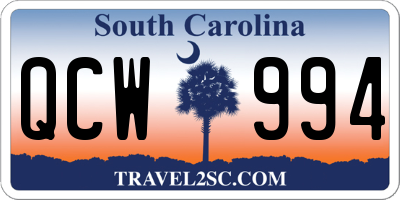 SC license plate QCW994
