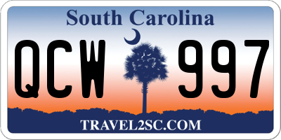 SC license plate QCW997