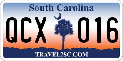 SC license plate QCX016