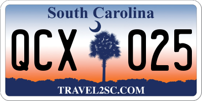SC license plate QCX025