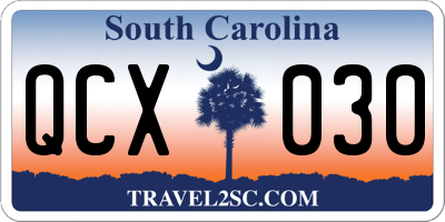 SC license plate QCX030