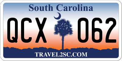SC license plate QCX062