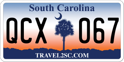 SC license plate QCX067