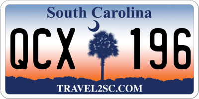 SC license plate QCX196