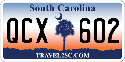 SC license plate QCX602