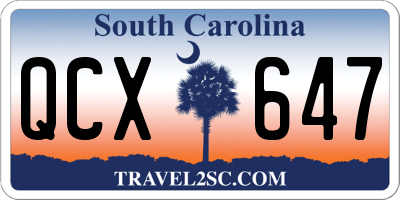SC license plate QCX647
