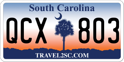 SC license plate QCX803