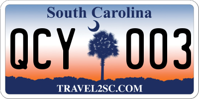 SC license plate QCY003