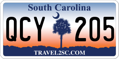 SC license plate QCY205