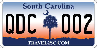 SC license plate QDC002