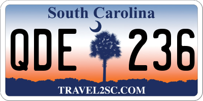 SC license plate QDE236