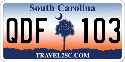 SC license plate QDF103