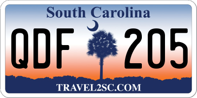SC license plate QDF205