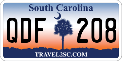 SC license plate QDF208