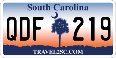SC license plate QDF219