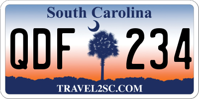 SC license plate QDF234