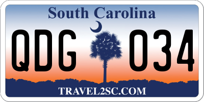 SC license plate QDG034