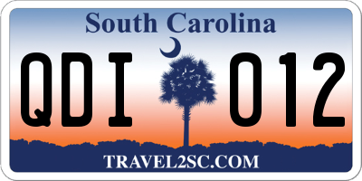 SC license plate QDI012