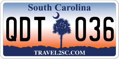 SC license plate QDT036