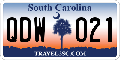 SC license plate QDW021
