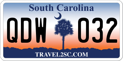 SC license plate QDW032