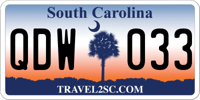 SC license plate QDW033