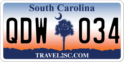 SC license plate QDW034