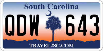 SC license plate QDW643