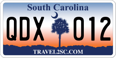 SC license plate QDX012