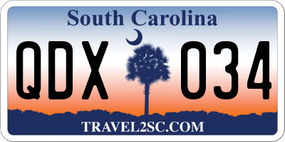 SC license plate QDX034
