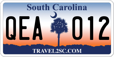 SC license plate QEA012