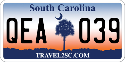 SC license plate QEA039