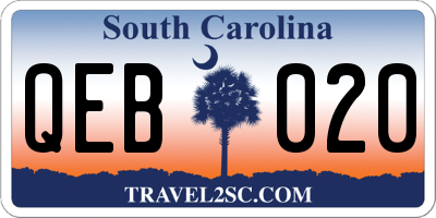 SC license plate QEB020