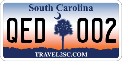 SC license plate QED002