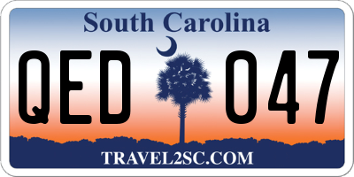 SC license plate QED047
