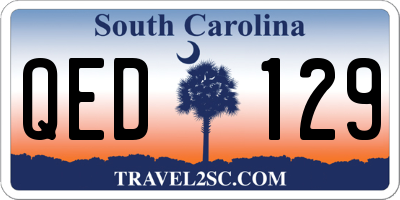SC license plate QED129