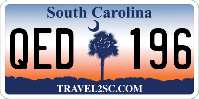 SC license plate QED196