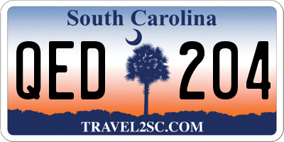 SC license plate QED204