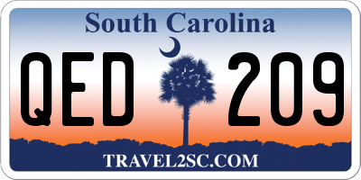 SC license plate QED209