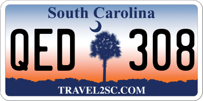 SC license plate QED308