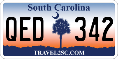 SC license plate QED342