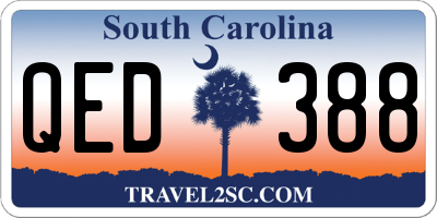 SC license plate QED388