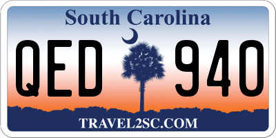 SC license plate QED940
