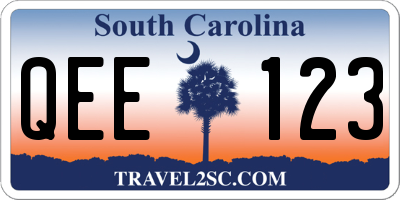 SC license plate QEE123