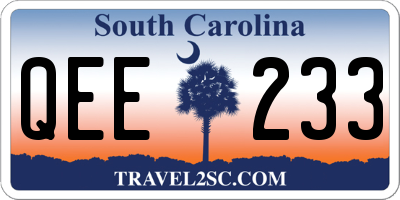SC license plate QEE233
