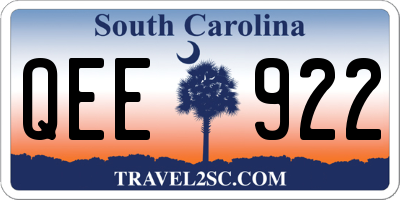 SC license plate QEE922