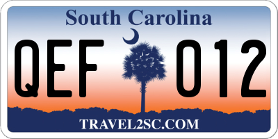 SC license plate QEF012
